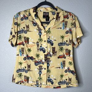Vintage Harley Davidson Hawaiian Camp Shirt Tori Richard, Women's Size Small